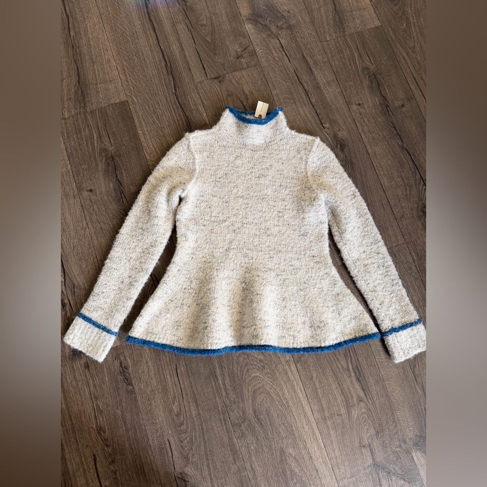 Anthropologie Pilcro Cropped Relaxed Sweater Small Fuzzy Patterned Wool Blend